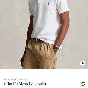 Men’s size Medium Polo by Ralph Lauren custom slim fit White polo with Navy logo